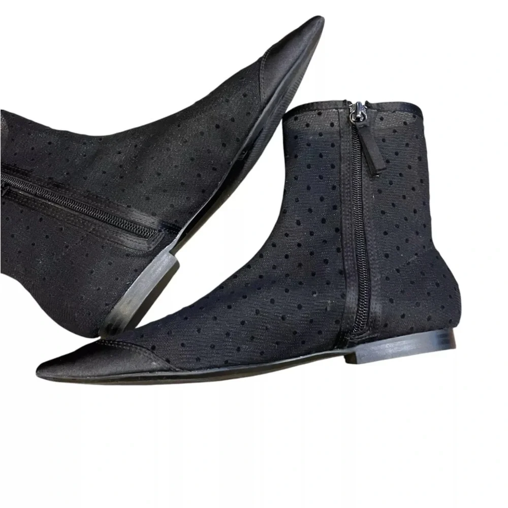 Zara Basic Black Mesh Polka Dot Pointed Toe Boots – EU 36 (Fits US 6–6.5) - Picture 6 of 10